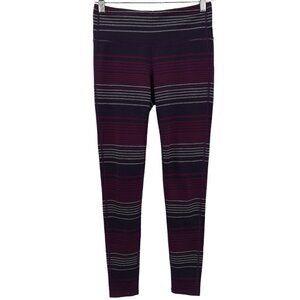 Athleta Purple Stripe Chaturanga Colorblock Leggings Size S Pants 7/8 Gray